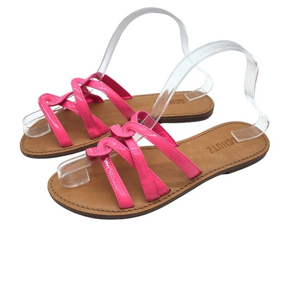 Schutz Womens Pink Lyta Patent Leather Strappy Flat Sandals Size 7B - Picture 3 of 6